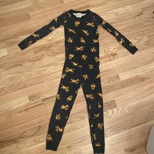 Hanna Andersson 120 cm US 6-7 navy and yellow lion pajamas